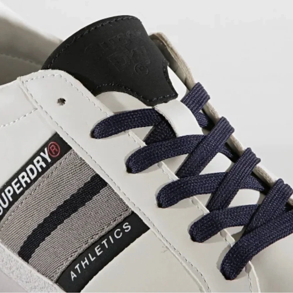 Superdry Vintage Court Trainers in White and‎ Navy
